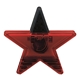 aerial view a translucent red star shaped magnet clip, image 1 of 2