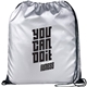 aerial view a metallic silver oriole reflective drawstring bag, image 1 of 4
