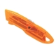 aerial view a translucent orange utility knife with free blade, image 1 of 2