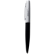 aerial view a black gloss pen with rubber grip, image 1 of 4