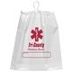 aerial view a white plastic bag w / cotton drawstring, image 1 of 2