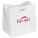 aerial view a white white high density chuckwagon bag flexo ink imprint, image 1 of 2
