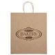 aerial view a brown kraft eco shopper brute 100 recycled paper bag, image 1 of 5