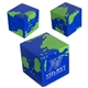 aerial view a blue/green earth cube - stress reliever, image 1 of 2