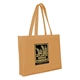 a tan nw tote bag, full color digital