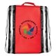 a red nw reflective drawstring backpack, full color digital