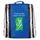a blue nw reflective drawstring backpack, full color digital