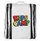 a white nw reflective drawstring backpack, full color digital