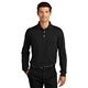 aerial view a jet black port authority(r) rapid dry(tm) long sleeve polo, image 1 of 8