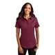 aerial view a burgundy/light stone port authority(r) womens short sleeve easy care shirt - colors, image 1 of 6