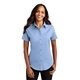 aerial view a light blue/light stone port authority(r) womens short sleeve easy care shirt - colors, image 1 of 6