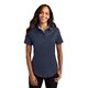 aerial view a navy/light stone port authority(r) womens short sleeve easy care shirt - colors, image 1 of 6
