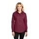 aerial view a burgundy/light stone port authority(r) womens long sleeve easy care shirt - colors, image 1 of 6