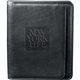 aerial view a black manhattan zippered padfolio with fsc(r) mix paper, image 1 of 4