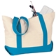 aerial view a natural/aqua the duck medium cotton snap tote bag - 20 x 13, image 1 of 2
