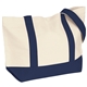 aerial view a natural/navy the duck medium cotton snap tote bag - 20 x 13, image 1 of 2