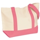 aerial view a natural/pink the duck medium cotton snap tote bag - 20 x 13, image 1 of 2