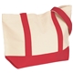 aerial view a natural/red the duck medium cotton snap tote bag - 20 x 13, image 1 of 2