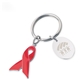 aerial view a red breast cancer awareness ribbon keychain, image 1 of 2