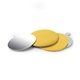 a yellow moma stainless steel mirror in yellow leather - like cover case