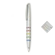 aerial view a chrome silver moma twist - action ballpoint pen color elements in polished chrome, image 1 of 3