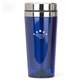 aerial view a blue 16 oz plastic traveler tumbler, image 1 of 2