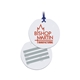 aerial view a white round celebrity bag tag, image 1 of 2