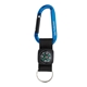 a blue navigating carabiner with strap