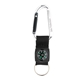 a silver navigating carabiner with strap