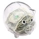 aerial view a clear piggy coin bank, image 1 of 2