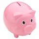 aerial view a pink piggy coin bank, image 1 of 2