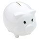 aerial view a white piggy coin bank, image 1 of 2