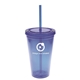 aerial view a blue 16 oz bpa free freedom tumbler, image 1 of 4