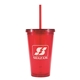 aerial view a red 16 oz bpa free freedom tumbler, image 1 of 3