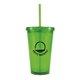 aerial view a grass green 16 oz bpa free freedom tumbler, image 1 of 2