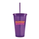aerial view a purple 16 oz bpa free freedom tumbler, image 1 of 4