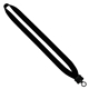 aerial view a black 3/4 cotton lanyard with plastic clamshell o - ring, image 1 of 2