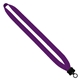 aerial view a purple 3/4 cotton lanyard with plastic clamshell o - ring, image 1 of 2