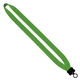 aerial view a lime green 3/4 cotton lanyard with plastic clamshell o - ring, image 1 of 2