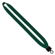aerial view a forest green 3/4 cotton lanyard with plastic clamshell o - ring, image 1 of 2