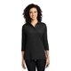 aerial view a black port authority(r) womens silk touch(tm) 3/4- sleeve polo, image 1 of 6