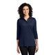 aerial view a navy port authority(r) womens silk touch(tm) 3/4- sleeve polo, image 1 of 6