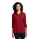 aerial view a red port authority(r) womens silk touch(tm) 3/4- sleeve polo, image 1 of 6