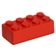 aerial view a red building block individual piece - stress reliever, image 1 of 2