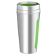 aerial view a silver/green dual - grip travel tumbler - 15 oz, image 1 of 3