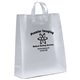 aerial view a frosted clear frosted hi - density jupiter plastic bag with flexo ink imprint, image 1 of 2