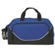 aerial view a blue 600d poly julian duffel bag, image 1 of 3