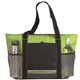 aerial view a black/apple green icy bright nylon cooler lunch tote bag - 24 can, image 1 of 2