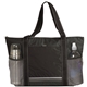 aerial view a black/charcoal icy bright nylon cooler lunch tote bag - 24 can, image 1 of 2