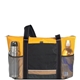 aerial view a black/goldenrod icy bright nylon cooler lunch tote bag - 24 can, image 1 of 3